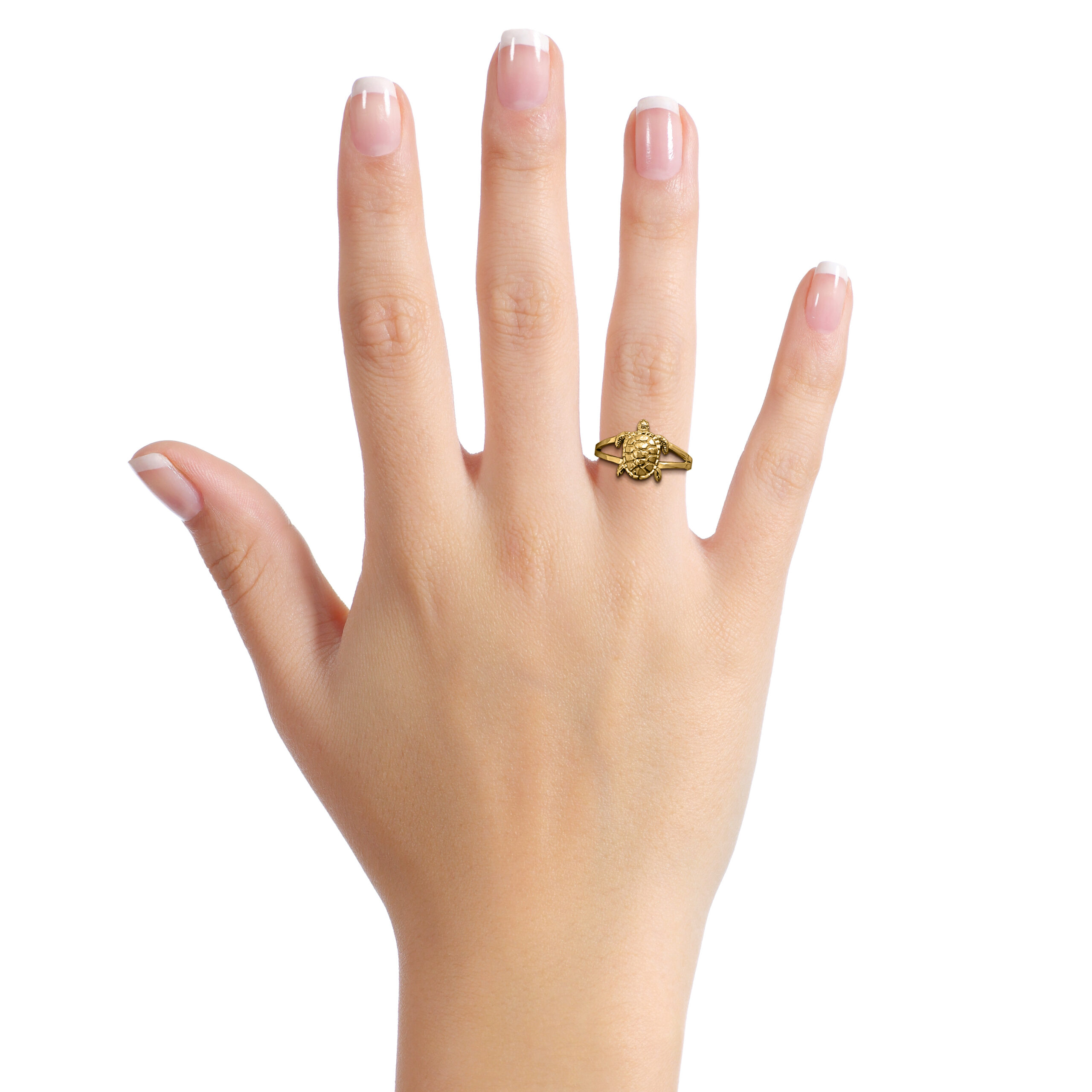 Solid 18K Women's Yellow Gold Turtle Ring Jewelry, Sizes 3 - 12