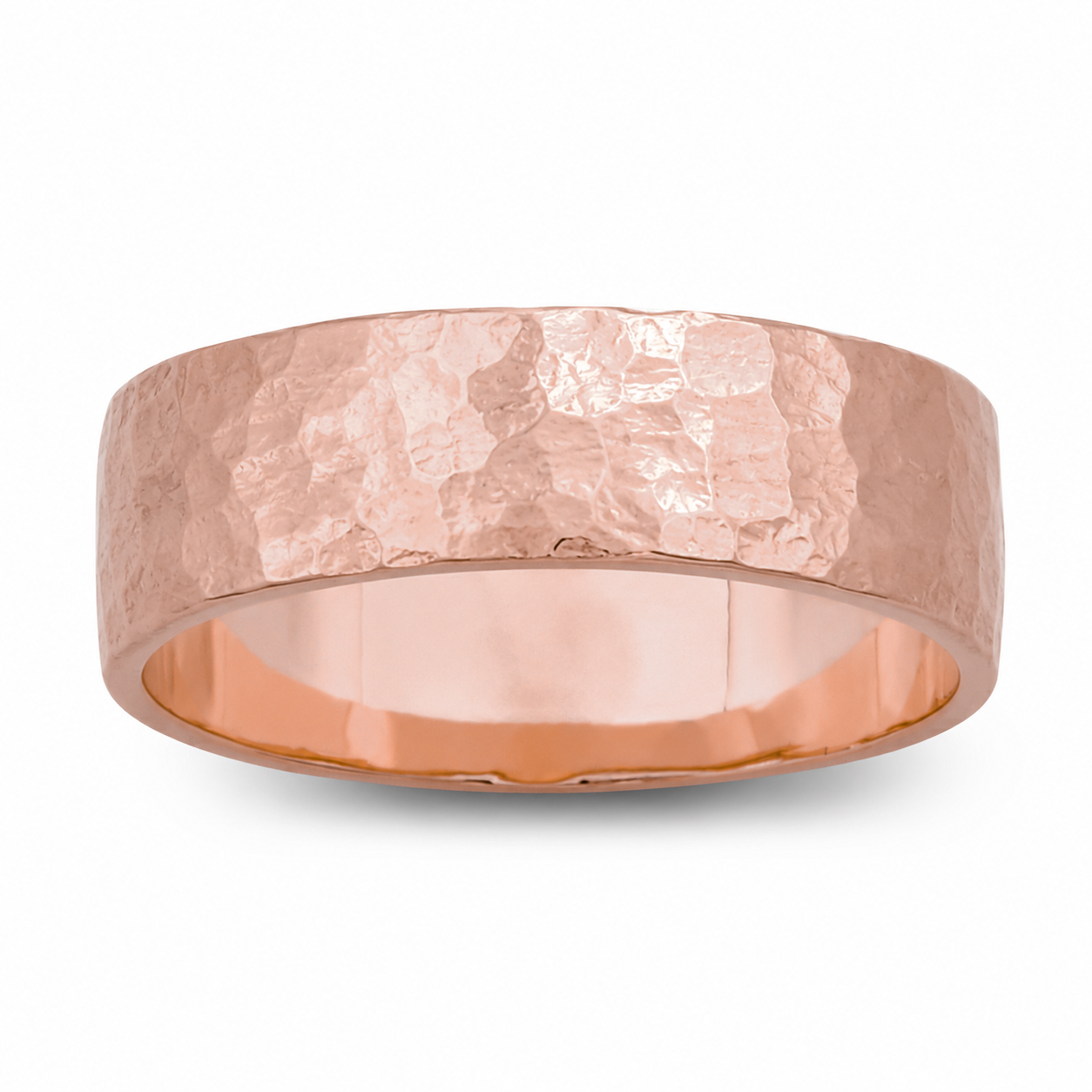 Solid 10K Rose Gold Hammered Ring 6mm Size 3 - 15 Wide Gold Band