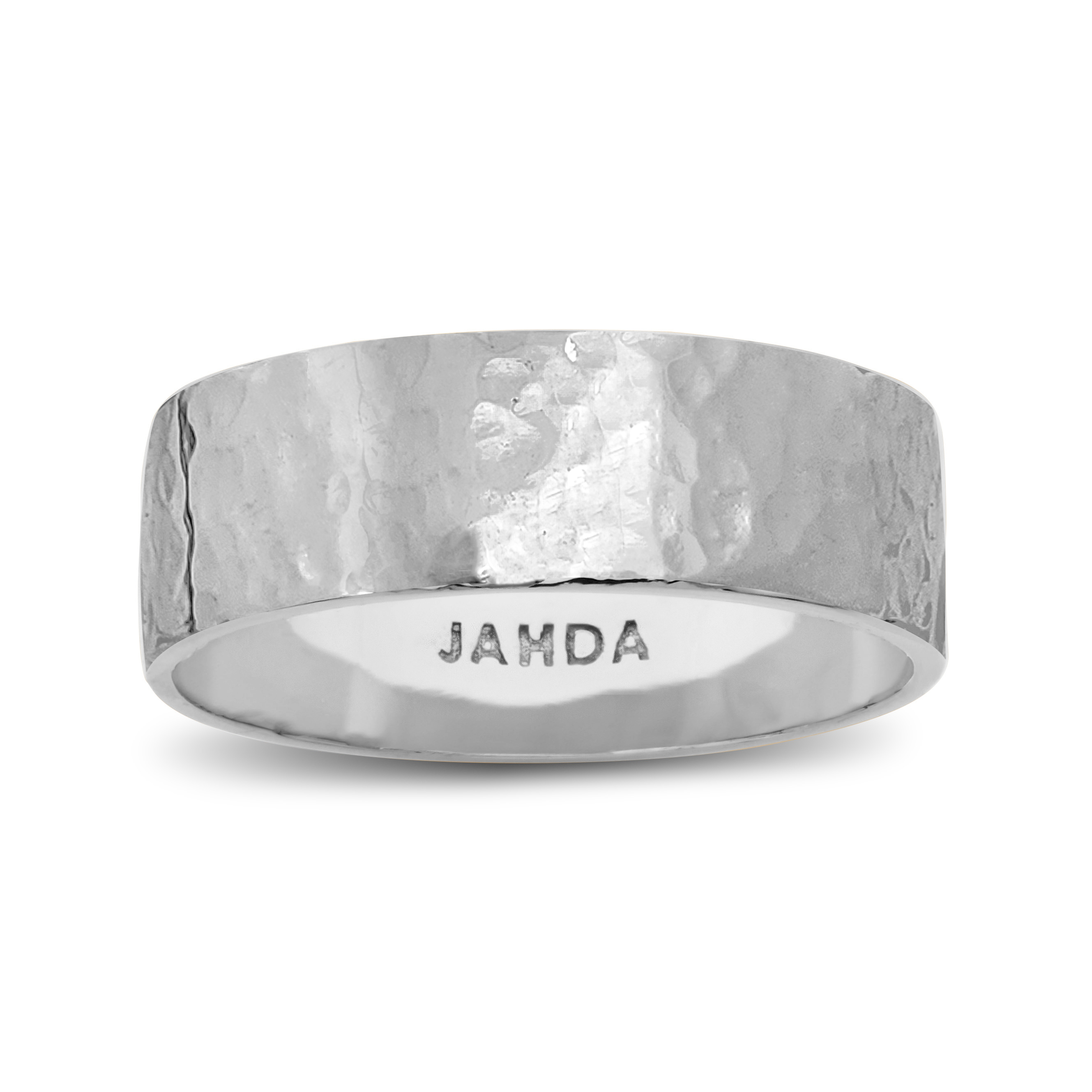 Solid 10K White Gold Hammered Ring 7mm Size 3 - 15 Wide Gold Band