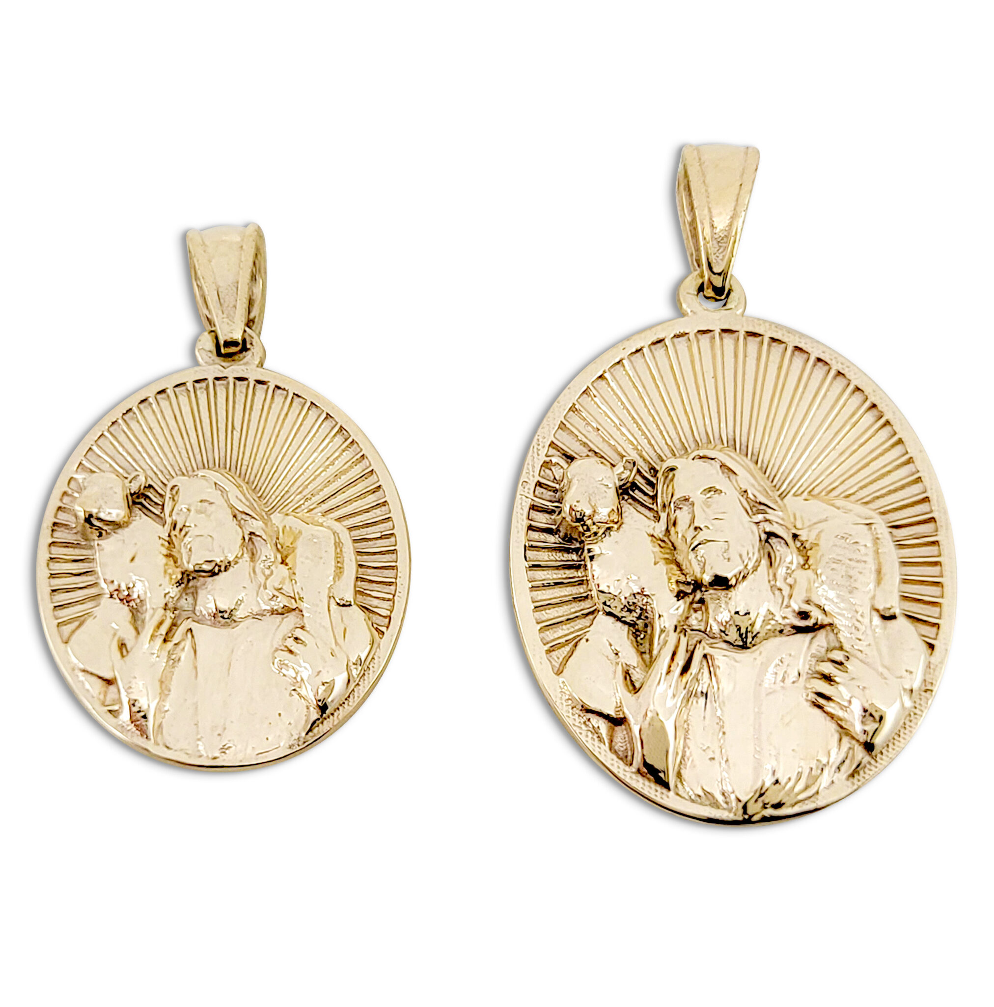 Solid 14K Yellow Gold Jesus Shepherd Pendant, Gold Lamb Of God Pendant, Gold Jesus Pendant, The Good Shepherd