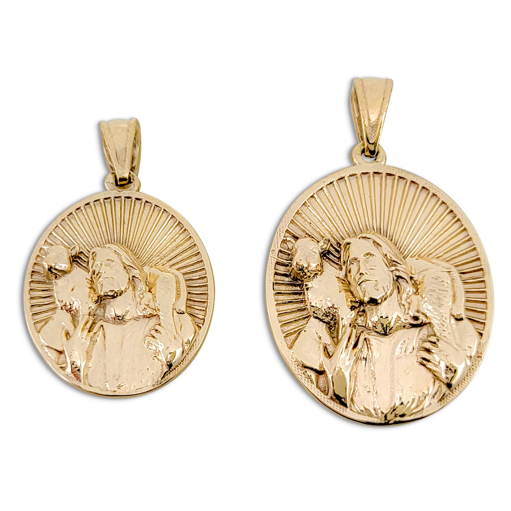 Solid 18K Yellow Gold Jesus Shepherd Pendant, Gold Lamb Of God Pendant, Gold Jesus Pendant, The Good Shepherd