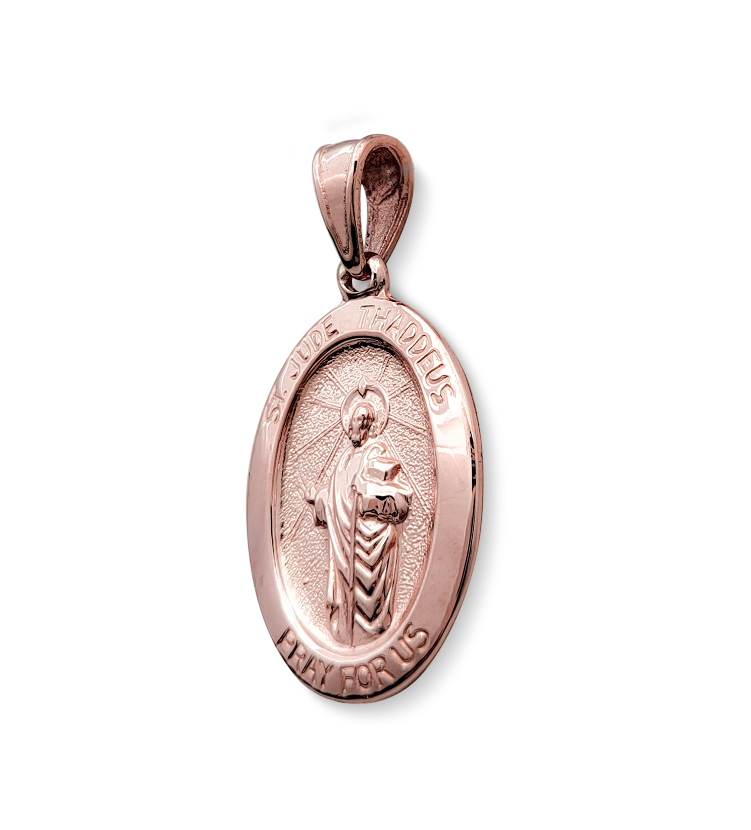 14K Oval high quality Praying Saint Pendant