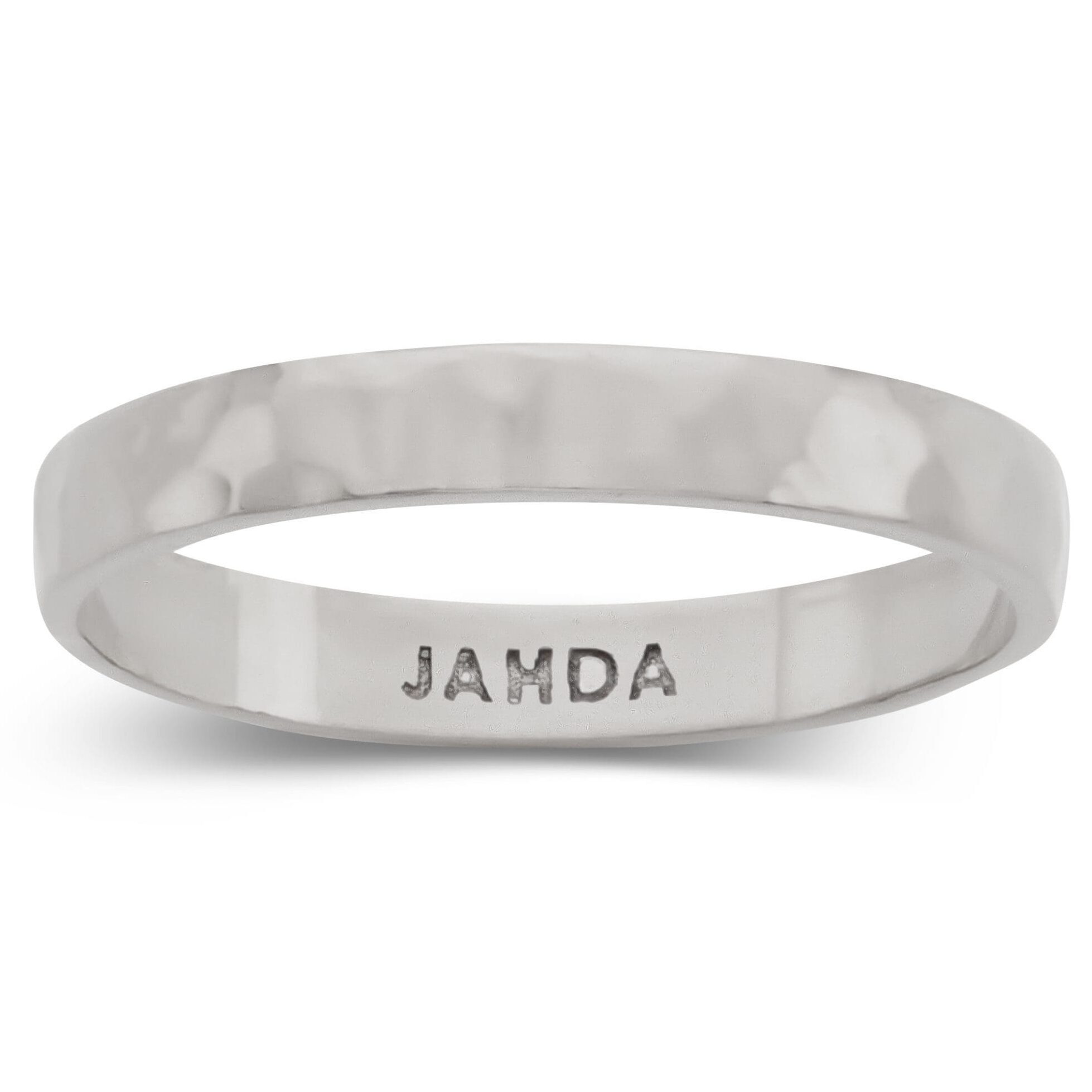 Solid 10K White Gold Hammered Ring 3mm Size 1 - 15 Midi Faceted Stack Band
