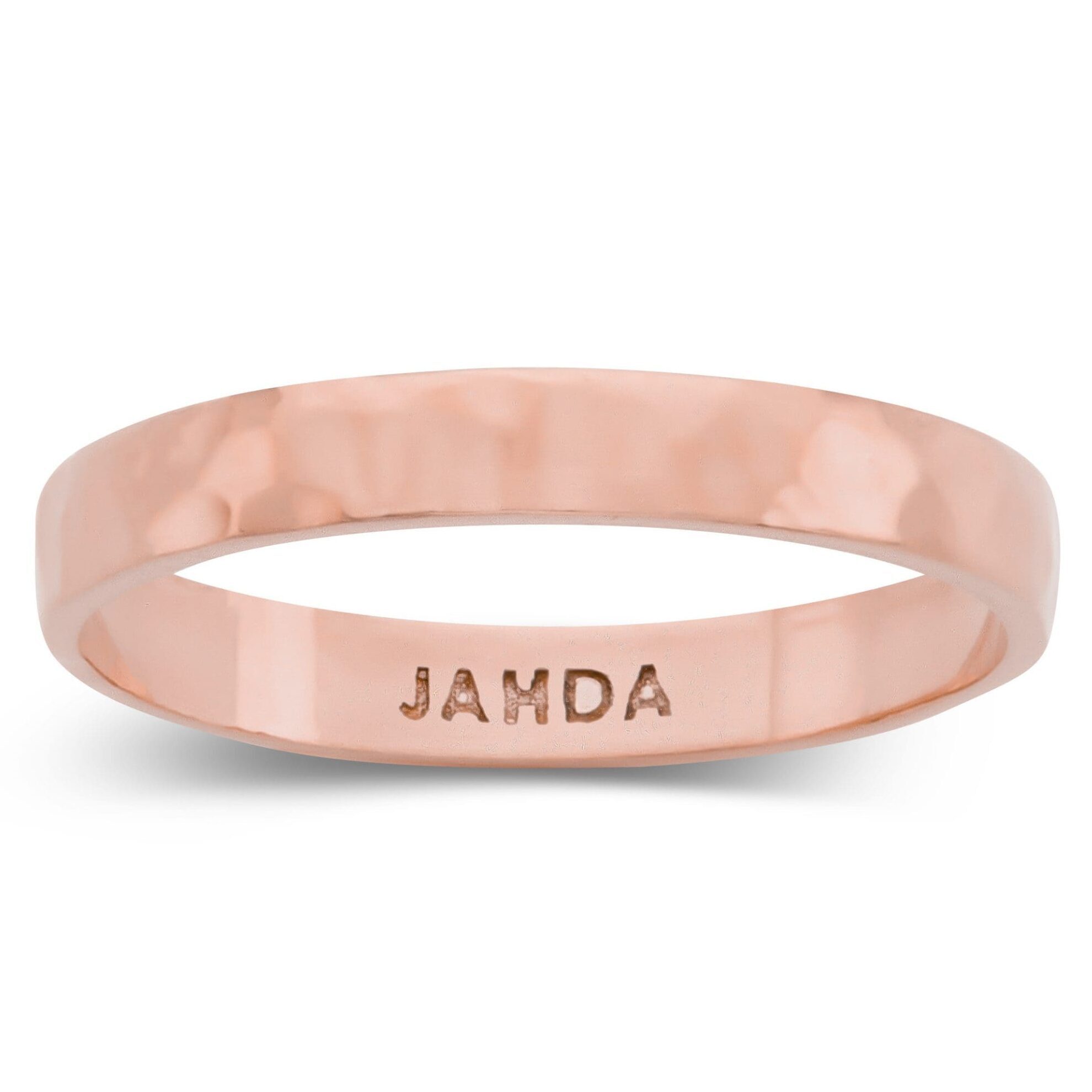 Solid 10K Rose Gold Hammered Ring 3mm Size 1 - 15 Midi Faceted Stack Band