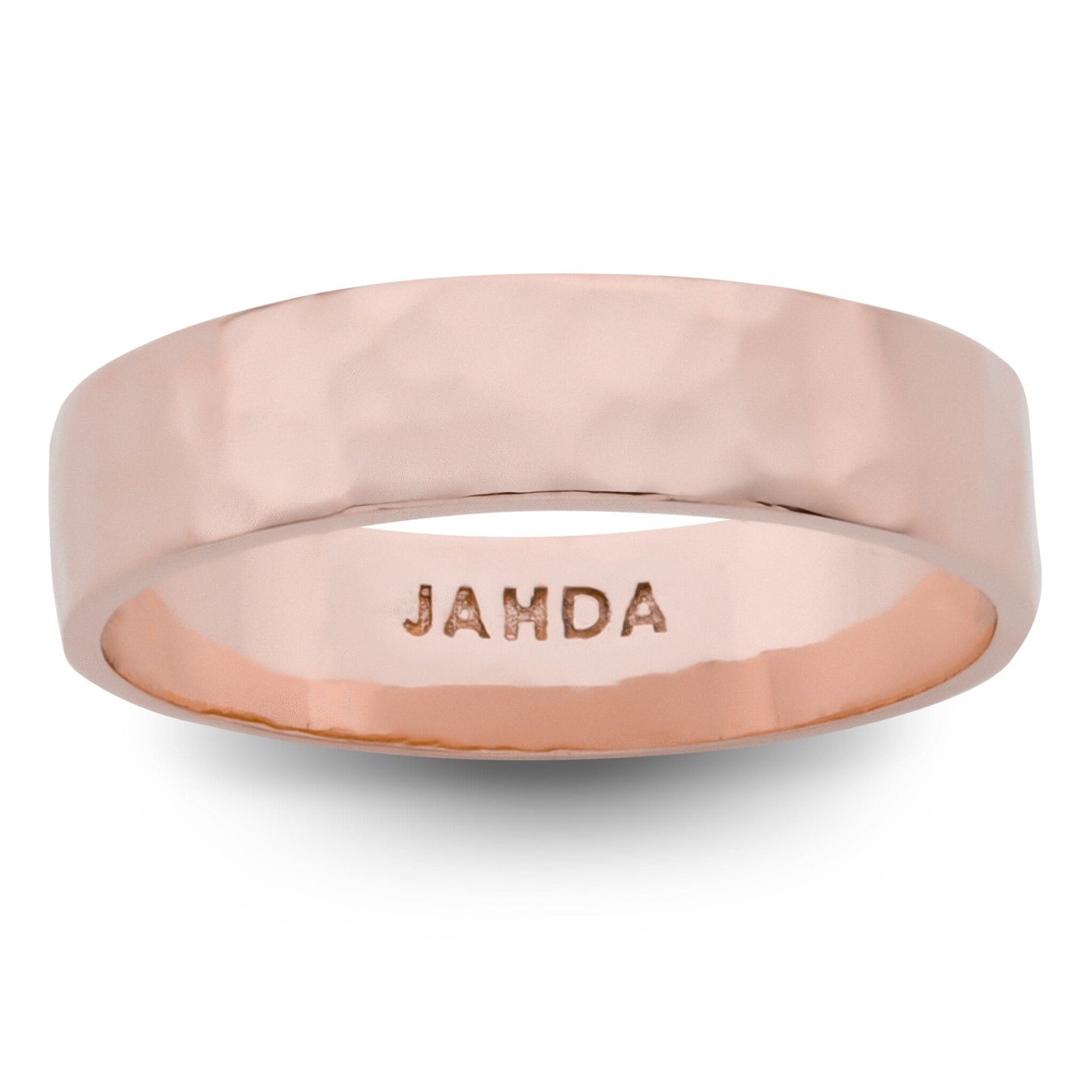 Solid 18K Rose Gold Hammered Ring 5mm Size 3 - 15 Faceted Band