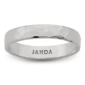 Solid 10K White Gold Hammered Ring 4mm Size 3 - 15 Faceted Stack Band