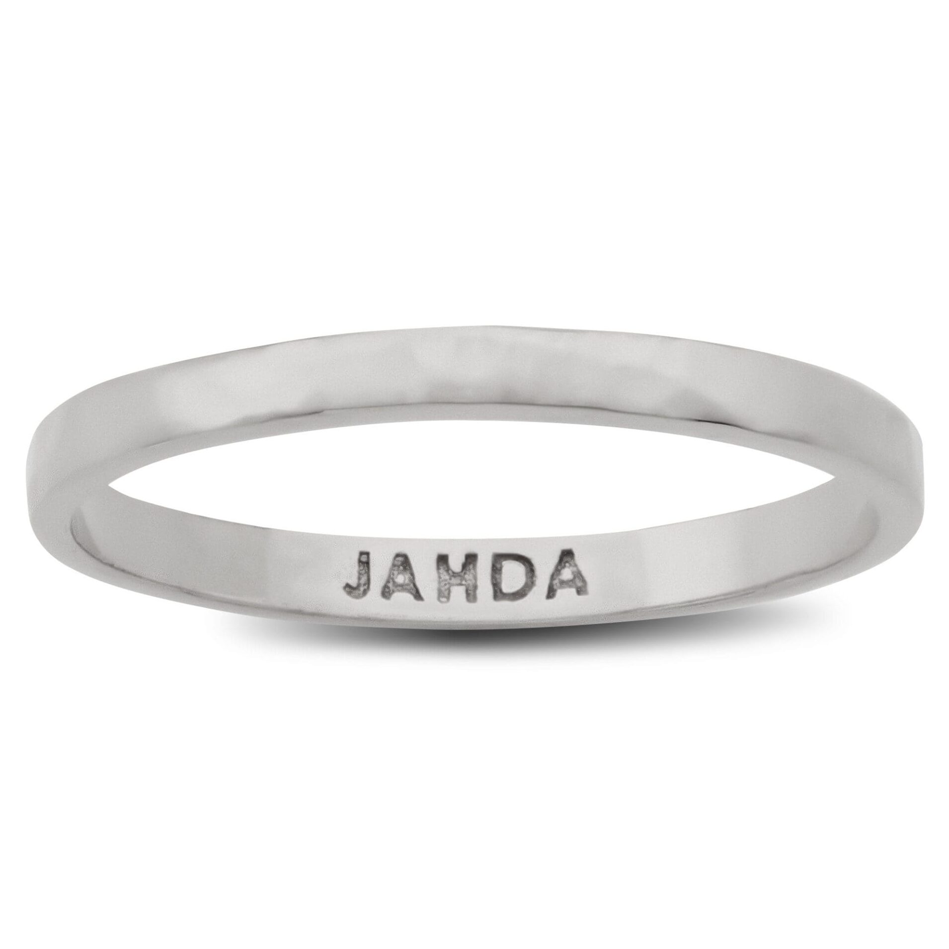 Solid 18K White Gold Hammered Ring 2mm Size 1 - 15 Thin Gold Ring Midi Stack Band