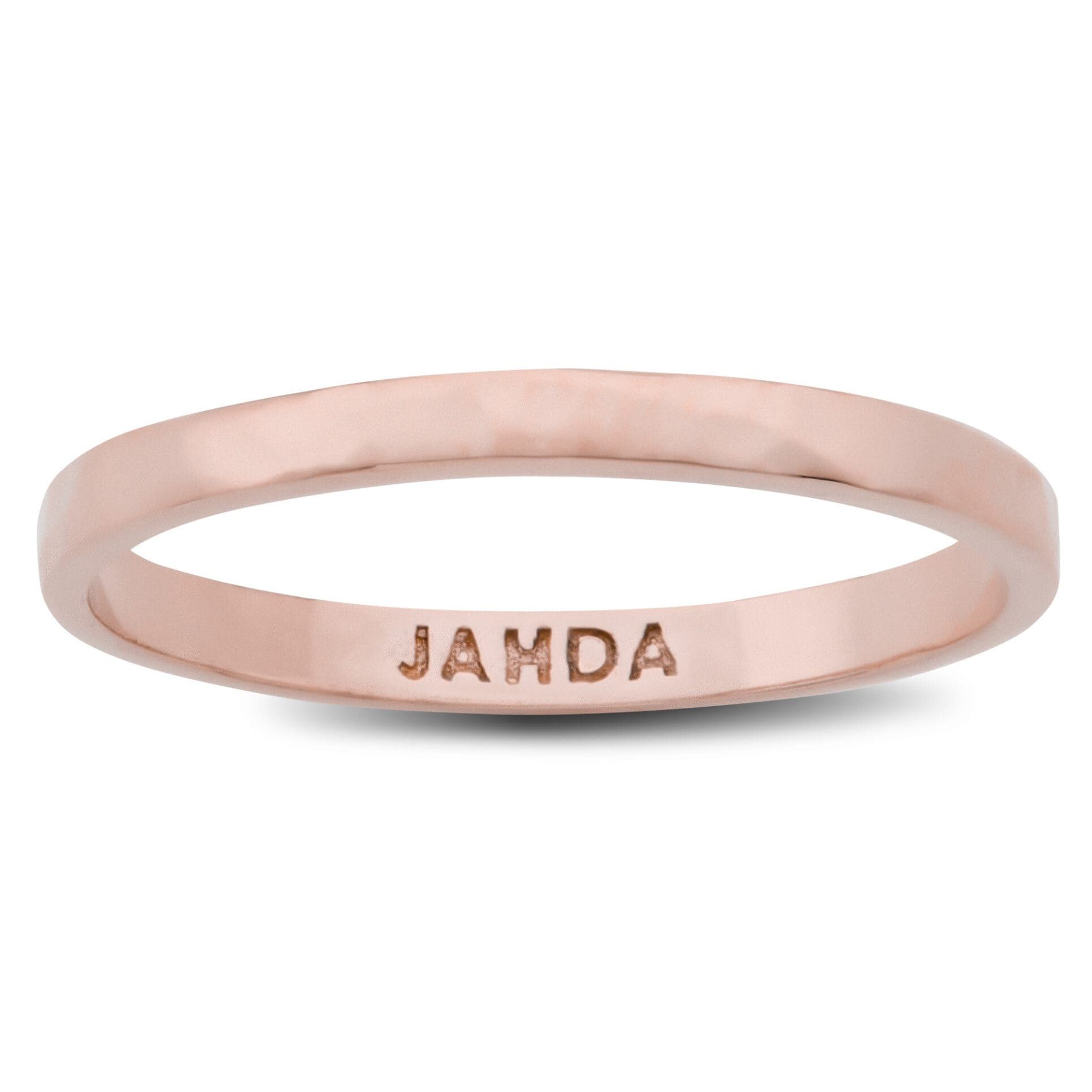Solid 18K Rose Gold Hammered Ring 2mm Size 1 - 15 Thin Gold Ring Midi Stack Band