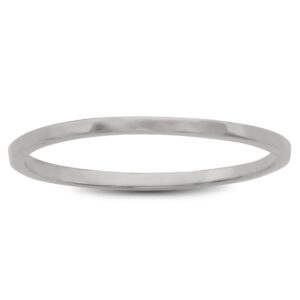 Solid 14K White Gold Hammered Ring 1mm Size 1 - 15 Thin Gold Ring Midi Stack Band