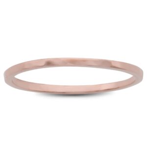 Solid 10K Rose Gold Hammered Ring 1mm Size 1 - 15 Thin Gold Ring Midi Stack Band