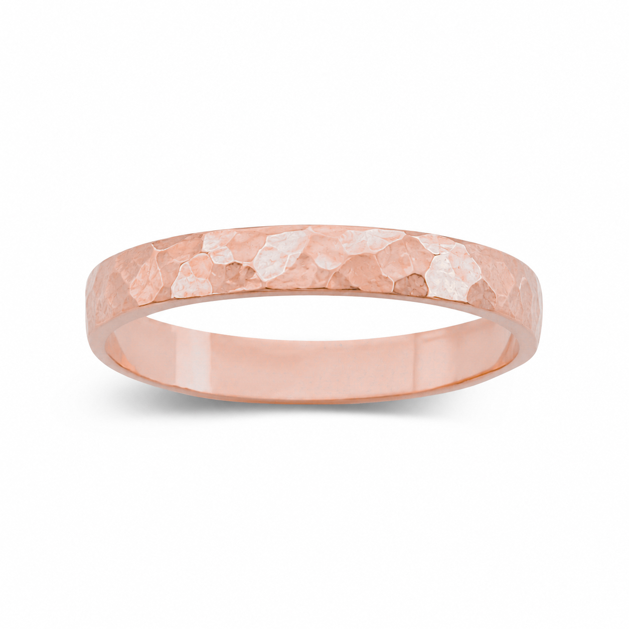 Solid 10K Rose Gold Hammered Ring 3mm Size 1 - 15 Midi Faceted Stack Band