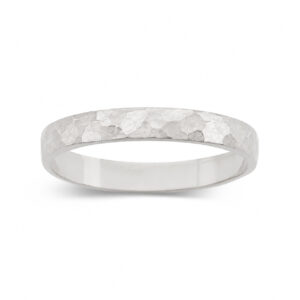 Solid 10K White Gold Hammered Ring 3mm Size 1 - 15 Midi Faceted Stack Band