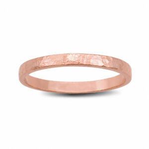 Solid 18K Rose Gold Hammered Ring 2mm Size 1 - 15 Thin Gold Ring Midi Stack Band