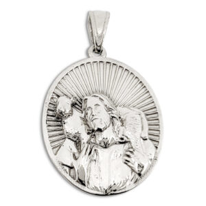 Solid 18K White Gold Jesus Shepherd Pendant, Gold Lamb Of God Pendant, Gold Jesus Pendant, The Good Shepherd