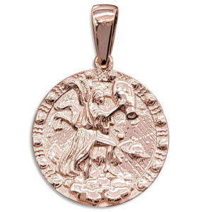 Real 10K Rose Gold Aquarius Pendant, Zodiac Sign Coin Pendant Astrology Jewelry