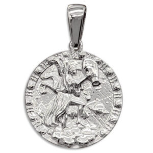 Real 14K White Gold Aquarius Pendant, Zodiac Sign Coin Pendant Astrology Jewelry