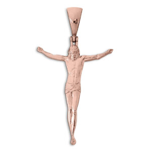 Real 18K Rose Gold Crucifix Full Body Jesus Crucified without Cross Pendant