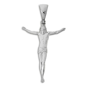 Real 18K White Gold Crucifix Full Body Jesus Crucified without Cross Pendant
