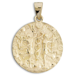Real 10K Yellow Gold Gemini Pendant, Zodiac Sign Coin Pendant Astrology Jewelry