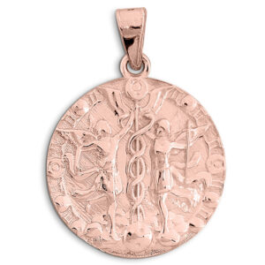 Real 10K Rose Gold Gemini Pendant, Zodiac Sign Coin Pendant Astrology Jewelry