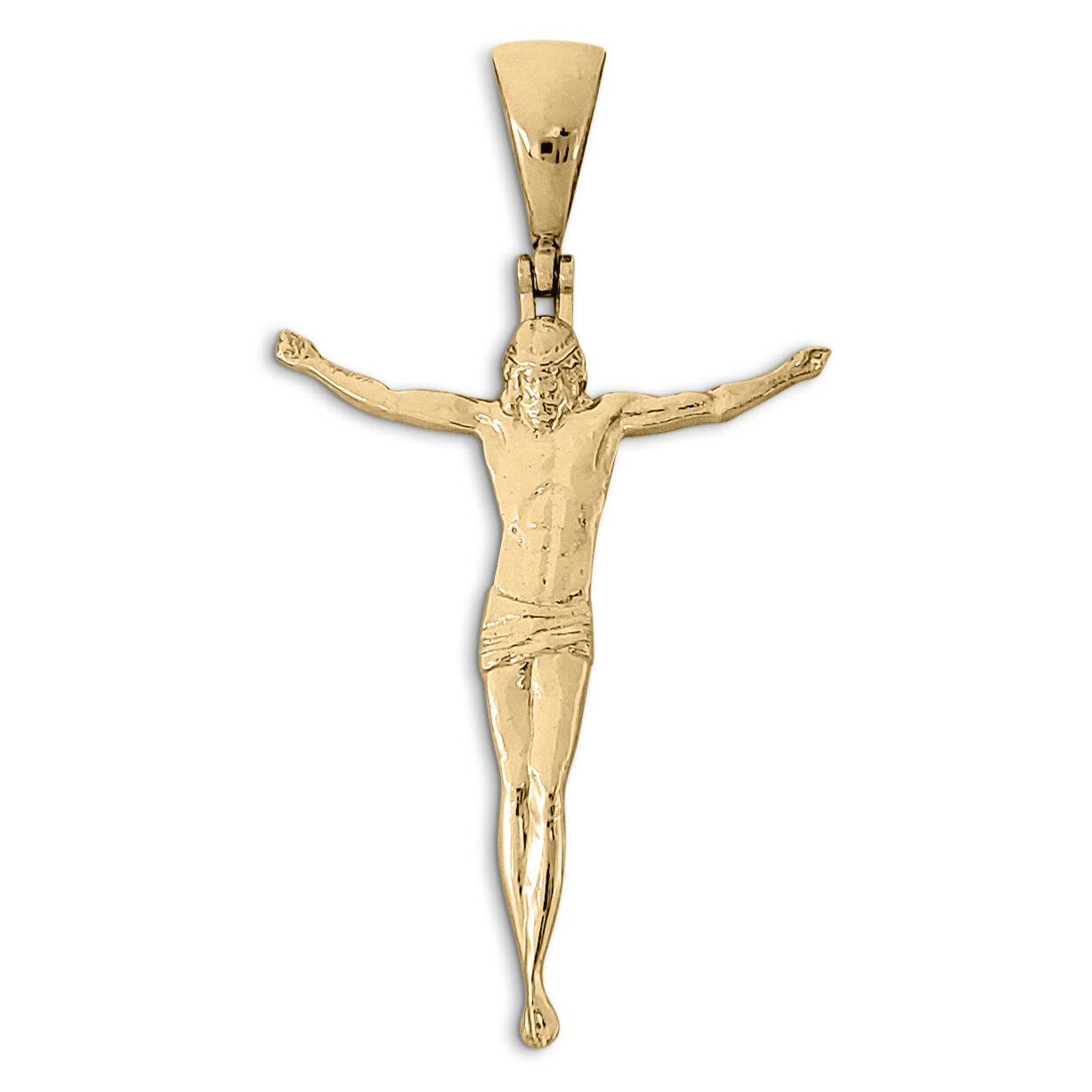 Real 18K Yellow Gold Crucifix Full Body Jesus Crucified without Cross Pendant