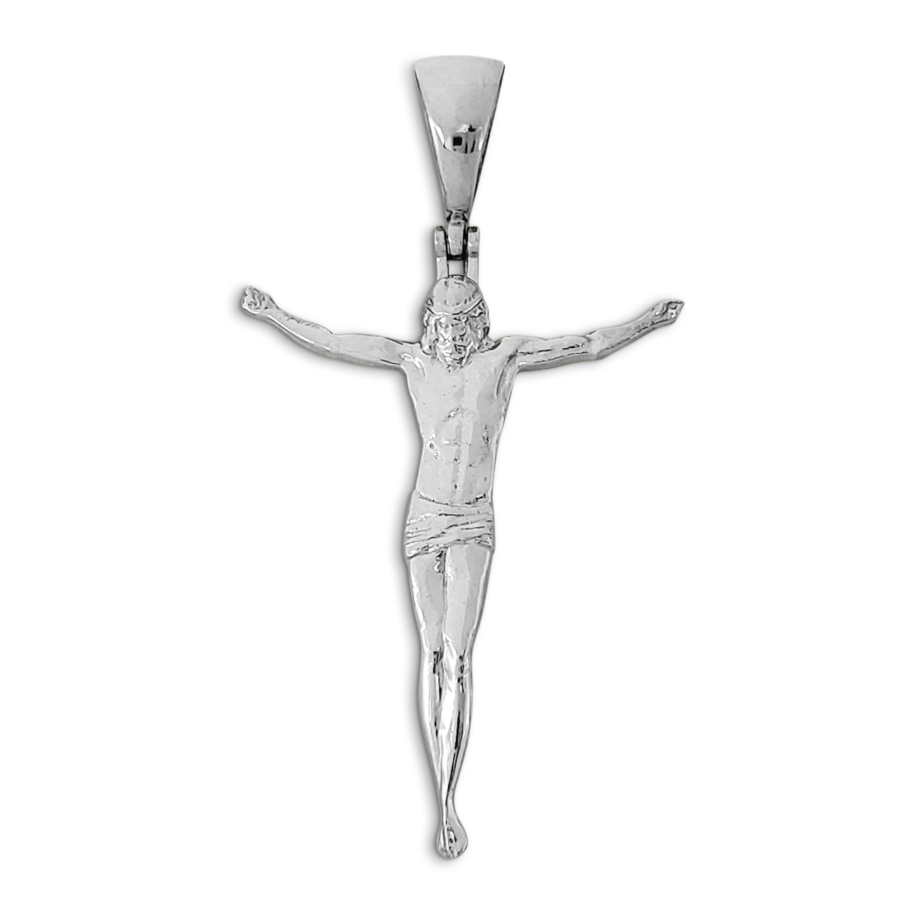 Real 14K White Gold Crucifix Full Body Jesus Crucified without Cross Pendant