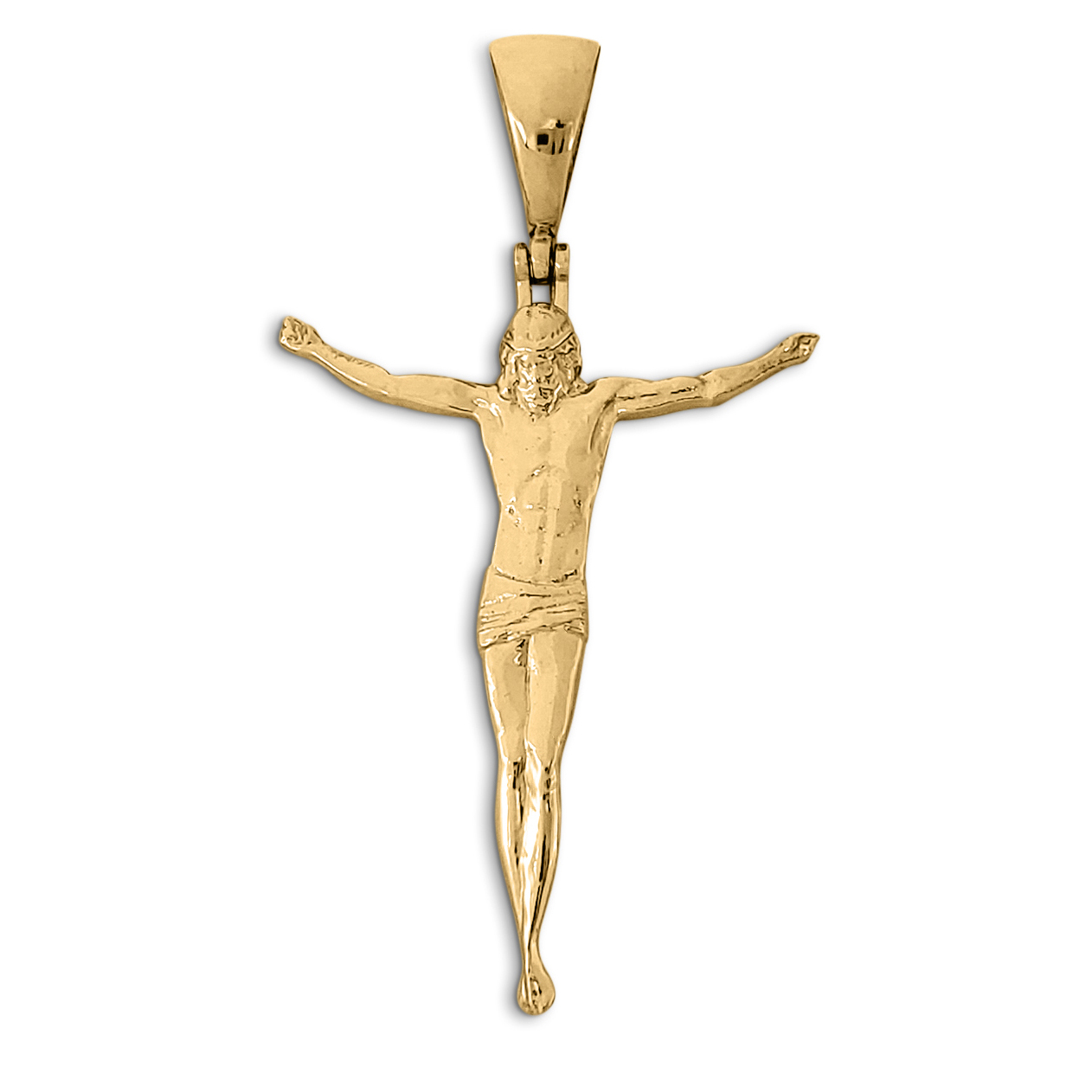 Real 18K Yellow Gold Crucifix Full Body Jesus Crucified without Cross Pendant