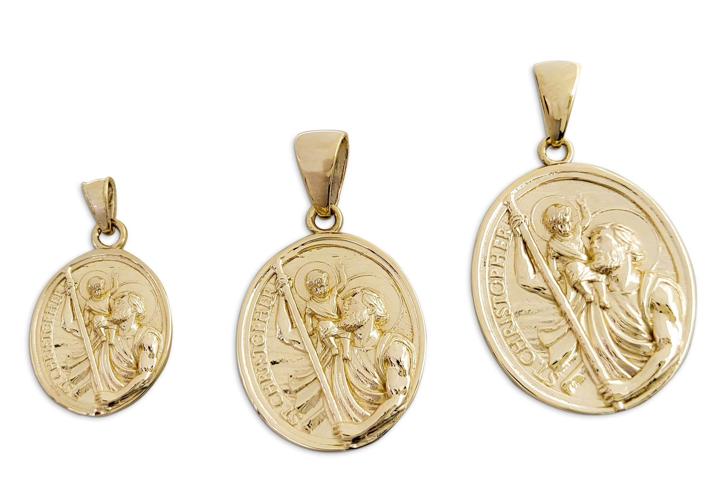 Real 10K Yellow Gold Saint Christopher Pendant, Patron Saint