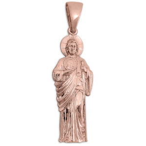 Real 18K Rose Gold Saint Jude Thaddeus Pendant Patron Saint of Hope Religious Medallion