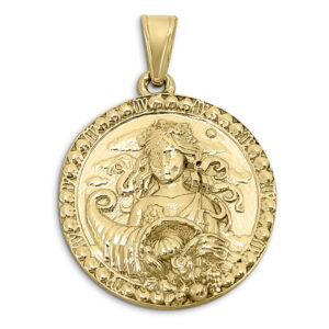 Real 10K Yellow Gold Virgo Pendant, Zodiac Sign Coin Pendant Astrology Jewelry