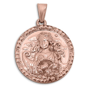 Real 10K Rose Gold Virgo Pendant, Zodiac Sign Coin Pendant Astrology Jewelry