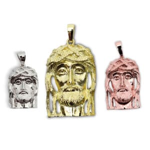 Solid 18K White Gold Jesus Pendant Real Gold Jesus Piece 3 Sizes