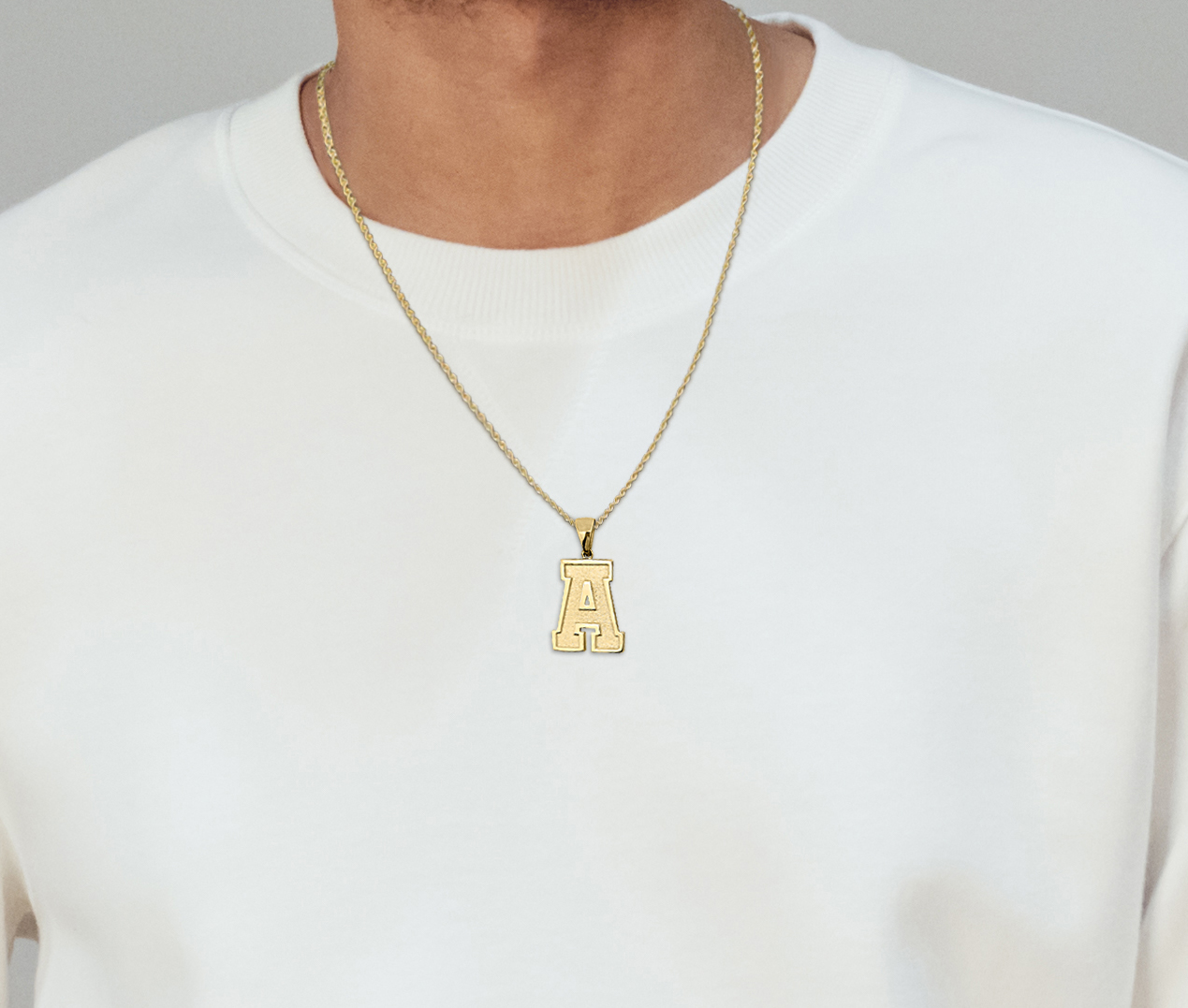 Real 10K Yellow Gold Mens Initial Pendant Varsity Letter
