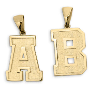 Real 10K Yellow Gold Mens Initial Pendant Varsity Letter & Number Sports Jewelry 1 Inch
