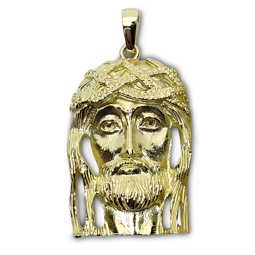Solid 18K Yellow Gold Jesus Pendant Real Gold Jesus Piece 3 Sizes