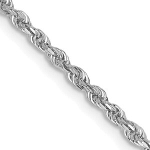 Solid 10K White Gold 24" Diamond Cut Rope Chain, 2mm, 6.5 Grams
