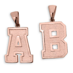 Real 10K Rose Gold Mens Initial Pendant Varsity Letter & Number Sports Jewelry 1 Inch