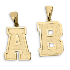Real 14K Yellow Gold Mens Initial Pendant Varsity Letter & Number Sports Jewelry 1 Inch