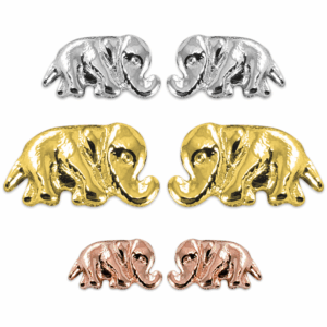 Solid 18K White Gold Elephant Earrings, Elephant Jewelry, Stud Earrings All Sizes