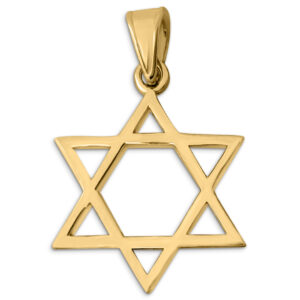 Solid 18K Yellow Gold Star of David Pendant Gold Magen David Pendant, 3 Sizes
