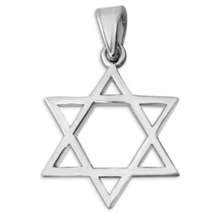 Solid 10K White Gold Star of David Pendant Gold Magen David Pendant, 3 Sizes
