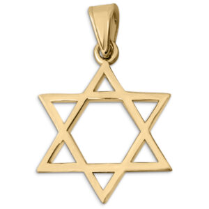 Solid 14K Yellow Gold Star of David Pendant Gold Magen David Pendant, 3 Sizes