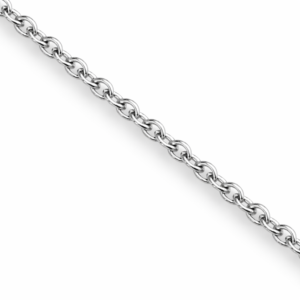 Solid 18K White Gold 20" Cable Chain, 1.5mm 2.6 Grams