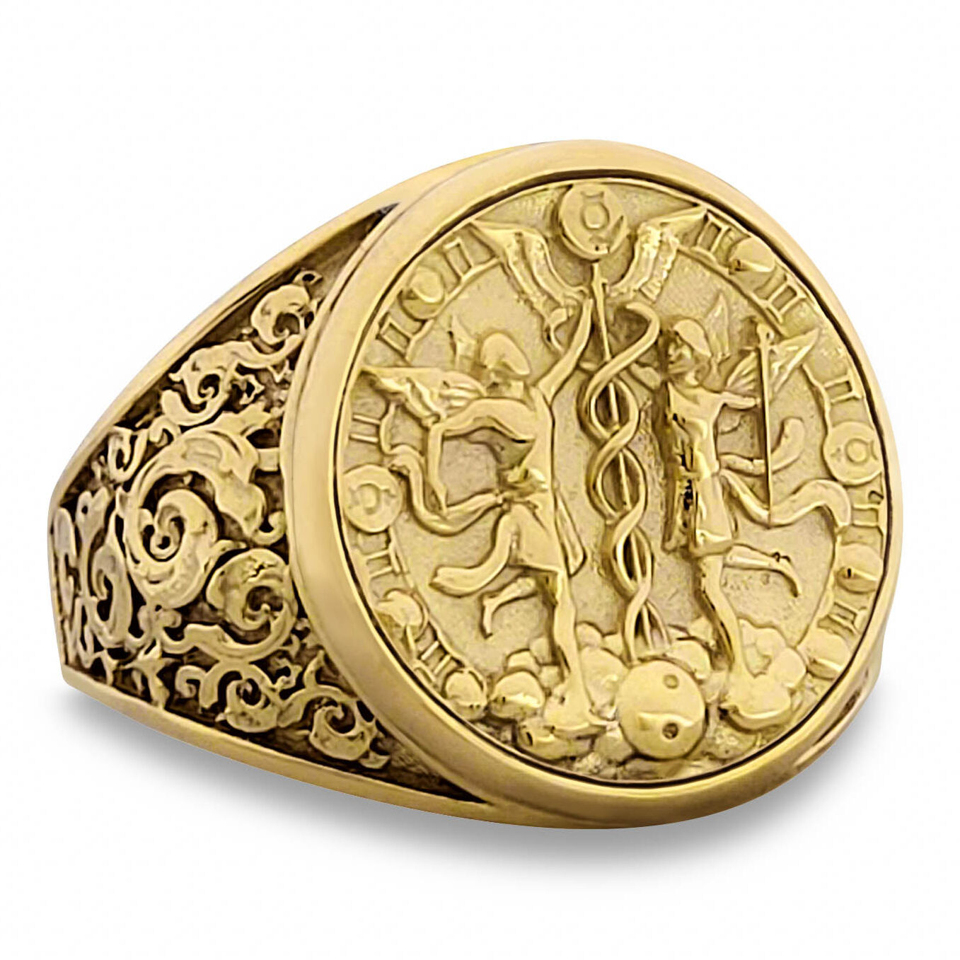 YA−MAN YJHB0 GOLD Real 10K Yellow Gold Aquarius Ring, Zodiac Sign Mens Gold