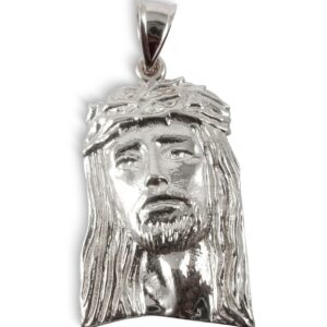Solid 18K White Gold Jesus Piece Gold Jesus Pendant 1"