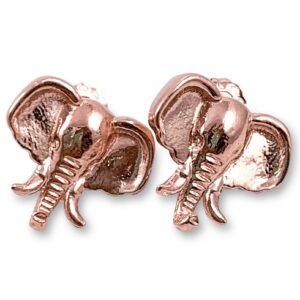 10K Rose Gold Stud Earrings Elephant Head Design 14mm, 3.2 grams