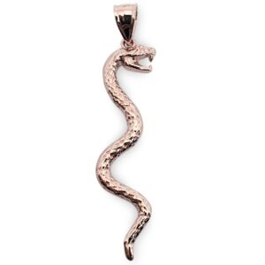 Solid 18K Rose Gold Snake Jewelry Gold Snake Pendant Charm, 1.5 grams, 1 1/2" long