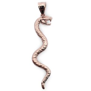 Solid 10K Rose Gold Snake Jewelry Gold Snake Pendant Charm, 1.1 grams, 1 1/2" long