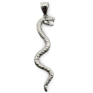 Solid 18K White Gold Snake Jewelry Gold Snake Pendant Charm, 1.5 grams, 1 1/2" long