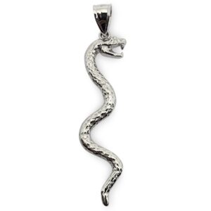 Solid 14K White Gold Snake Pendant Charm, 1.3 grams, 1 1/2" long
